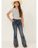 Image #1 - Shyanne Girls' Medium Wash Stitch Flare Stretch Denim Jeans , Medium Wash, hi-res