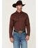 Image #1 - RANK 45&reg; Men's Bronc Buster Geo Print Long Sleeve Button-Down Stretch Western Shirt, Burgundy, hi-res