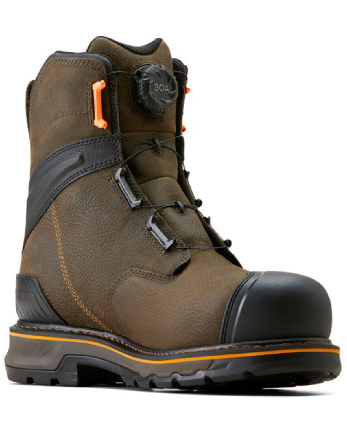 Image #1 - Ariat Men's 8" Stump Jumper BOA&reg; Waterproof Work Boots - Composite Toe, Brown, hi-res