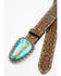 Image #2 - Shyanne Women's Sedona Turquoise Stone Buckle Whipstitch Leather Belt , Brown, hi-res