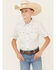 Image #1 - Cody James Boys' Challenger Horseshoe Print Short Sleeve Snap Western Shirt , White, hi-res