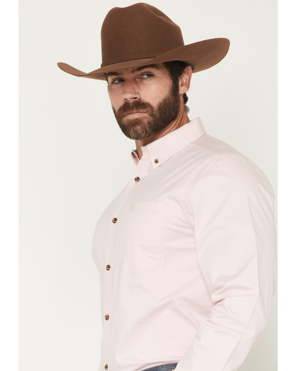 Image #2 - Cody James Men's Basic Solid Long Sleeve Button-Down Stretch Western Shirt, Pink, hi-res