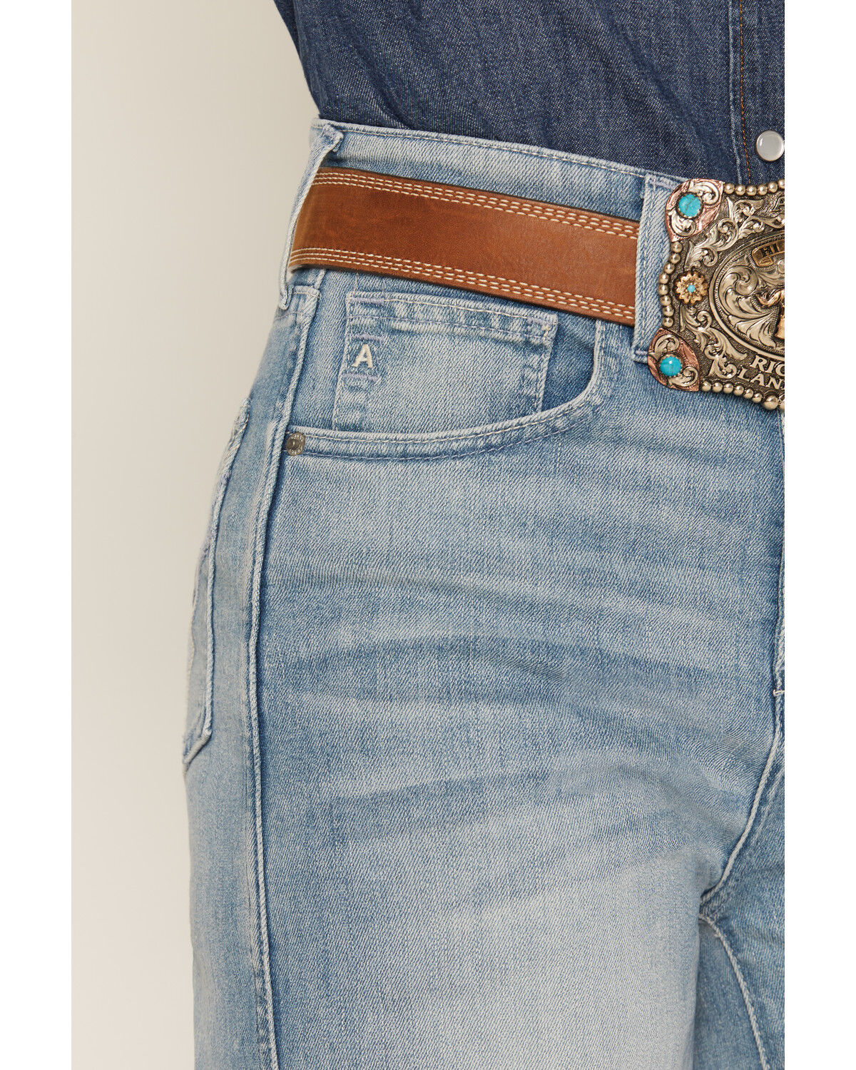 Image #2 - Ariat Women's R.E.A.L. Luana Light Wash Ultra High Rise Wide Stretch Denim Jeans, Light Wash, hi-res