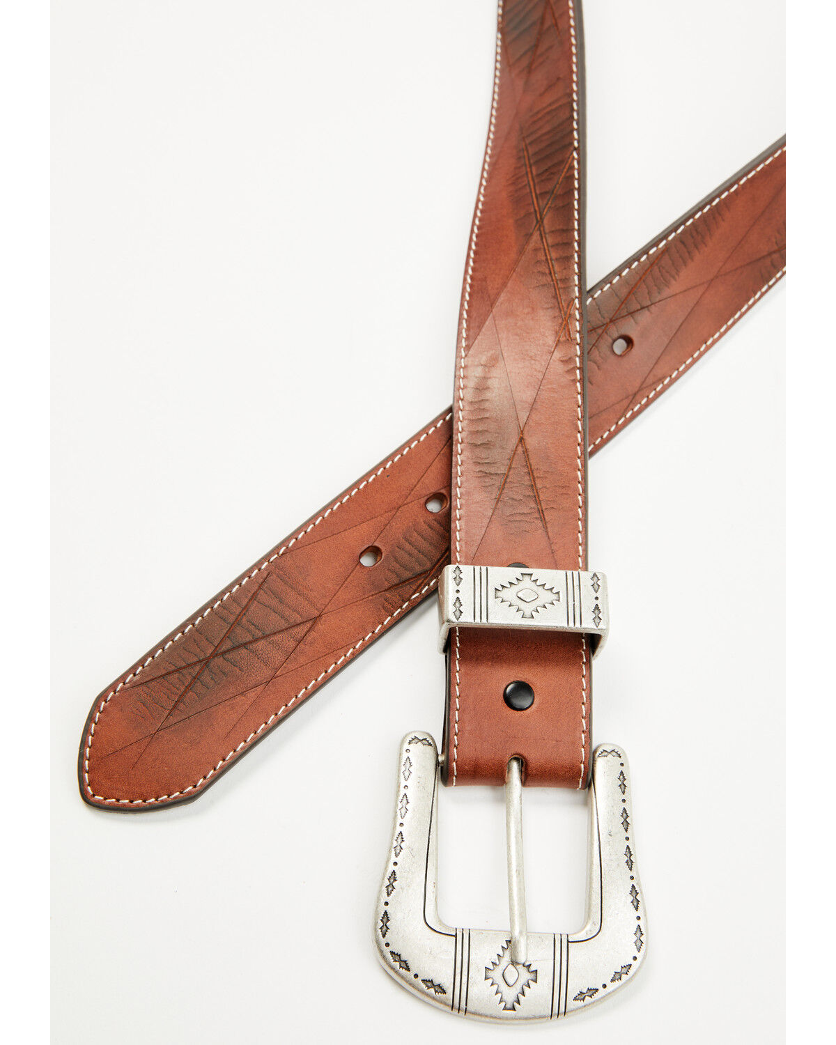 Image #1 - RANK 45&reg; Men's Colt Embossed Leather Belt, Brown, hi-res