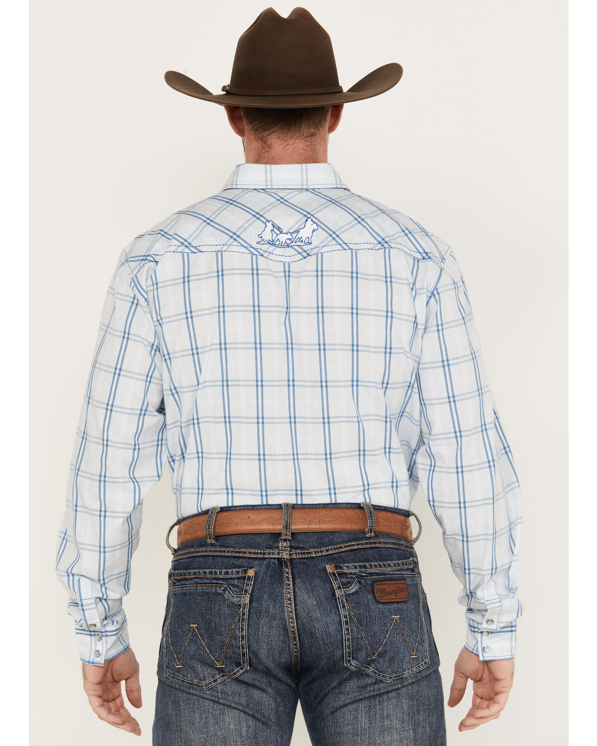 Image #4 - Cowboy Hardware Men's Plaid Print Long Sleeve Western Pearl Snap Shirt, , hi-res