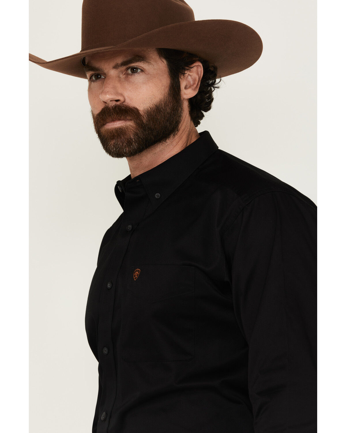 Image #2 - Ariat Men's Solid Twill Long Sleeve Western Woven Shirt, Black, hi-res