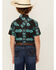 Image #4 - Rock & Roll Denim Boys' Southwestern Print Moisture Wicking Short Sleeve Snap Western Shirt , Teal, hi-res