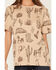 Image #3 - Shyanne Women's Highland Scattered Conversation Print Short Sleeve Boyfriend Graphic Tee, Khaki, hi-res