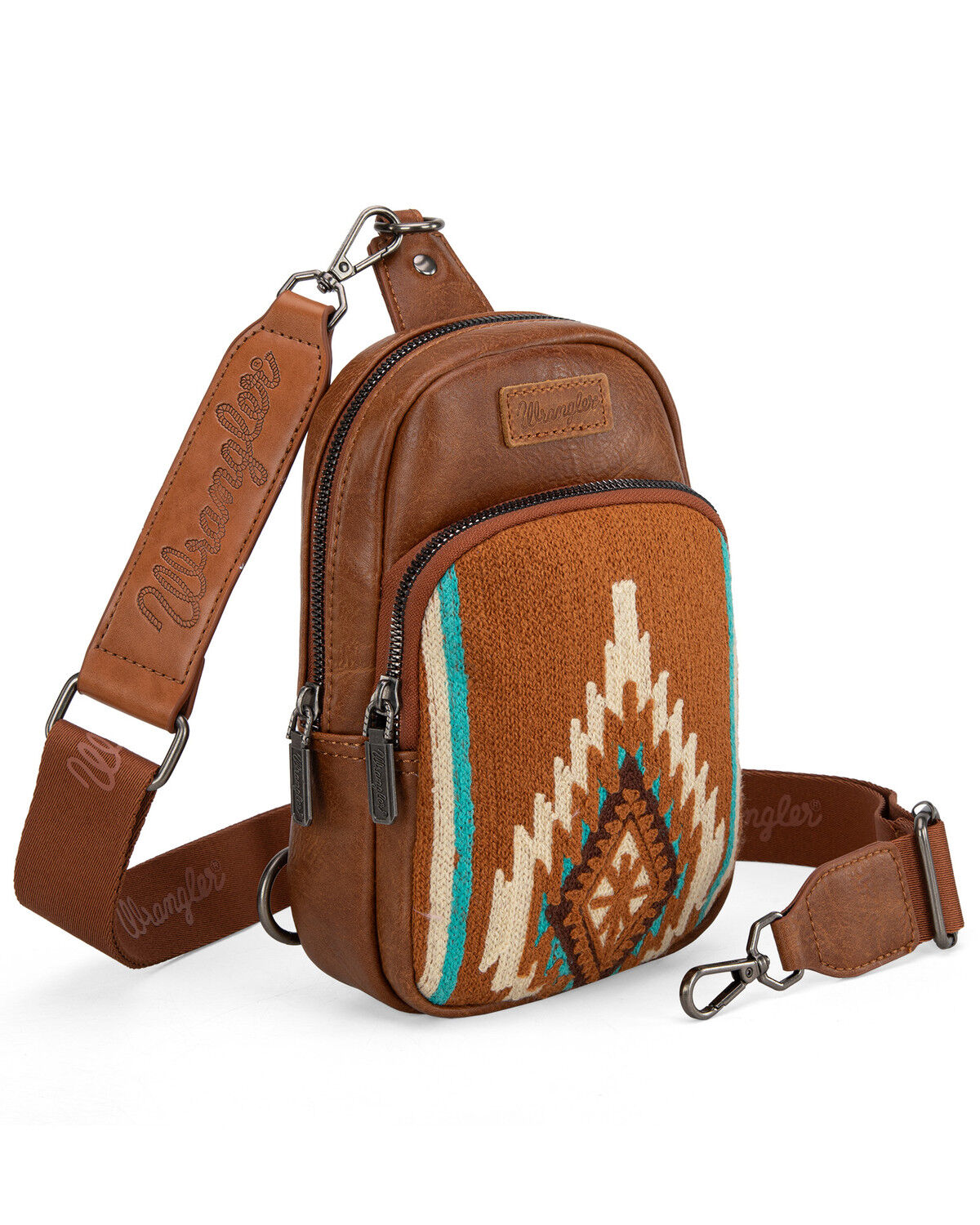 Wrangler Women's Daenerys Winter Southwestern Sling Bag, Brown, hi-res