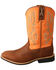 Image #3 - Twisted X Boys' Top Hand Leather Western Boots - Broad Square Toe, Orange, hi-res