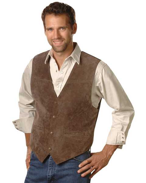 Image #1 - Scully Men's Boar Suede Snap Front Vest, Espresso, hi-res