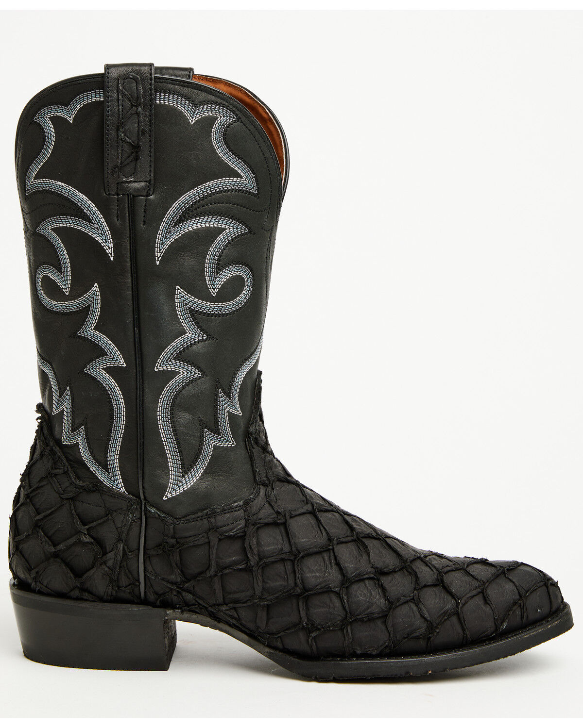 Image #2 - Dan Post Men's Exotic Pirarucu Western Boots - Round Toe, Black, hi-res