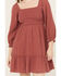 Image #3 - Jolt Women's Rouched Front Embroidered Dress, Rust Copper, hi-res