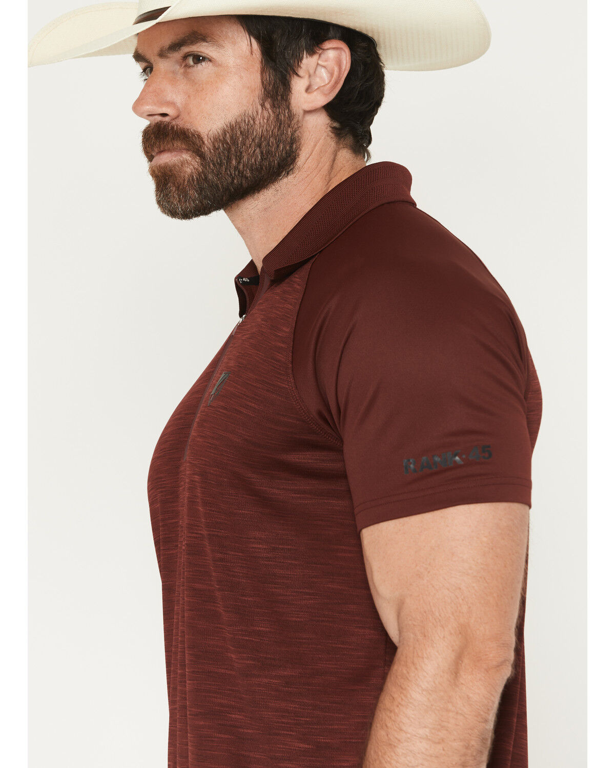 Image #2 - RANK 45&reg; Men's Marfa Solid 1/4 Zip Polo Shirt, Red, hi-res