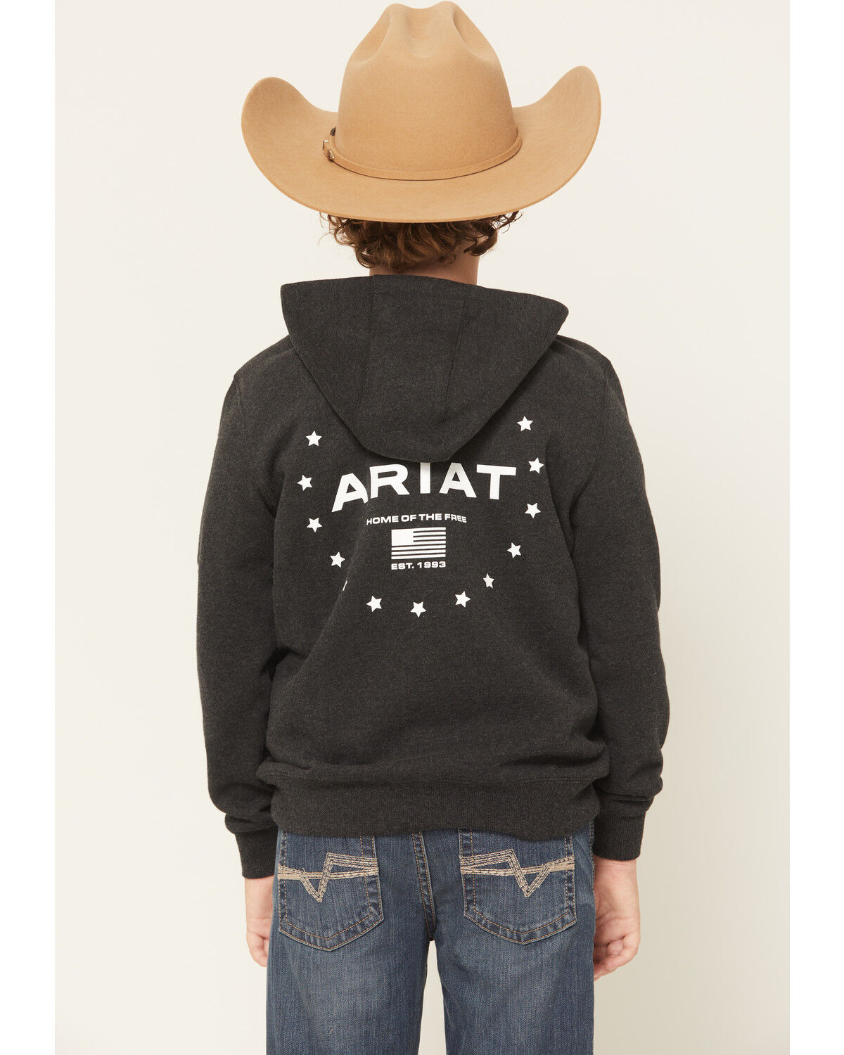 Ariat Boys' Logo Patriotic Graphic Hooded Sweatshirt, Black, hi-res