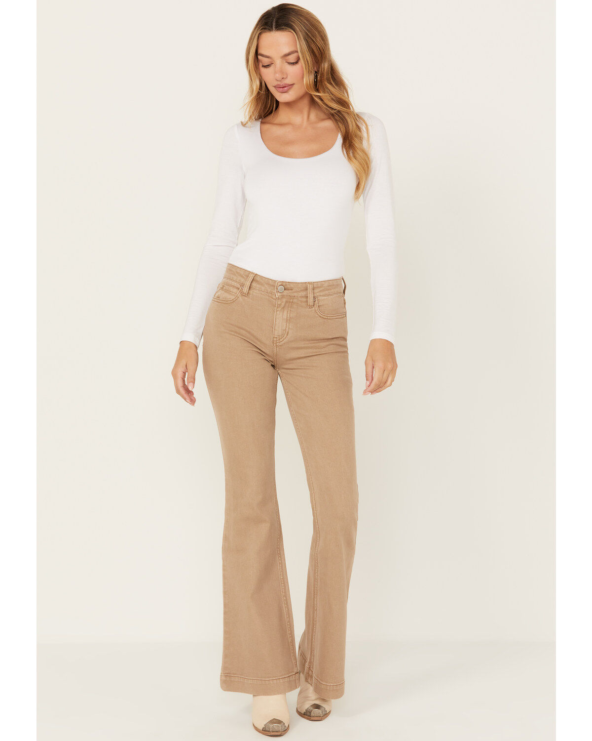Image #1 - Shyanne Women's Tuffet High Rise Stretch Flare Jeans, Beige, hi-res