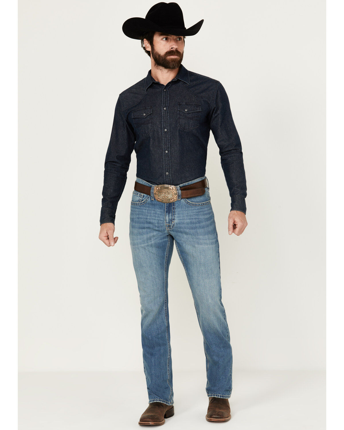 Cody James Men's Roughstock Wash Jackson Slim Straight Rigid Denim Jeans, Blue, hi-res