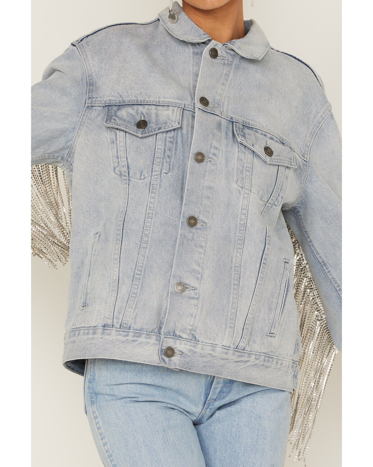 Image #3 - The Dylan Jacket by Daniel Diamond: Women's Blue Denim Jacket With Silver Fringe, Blue, hi-res