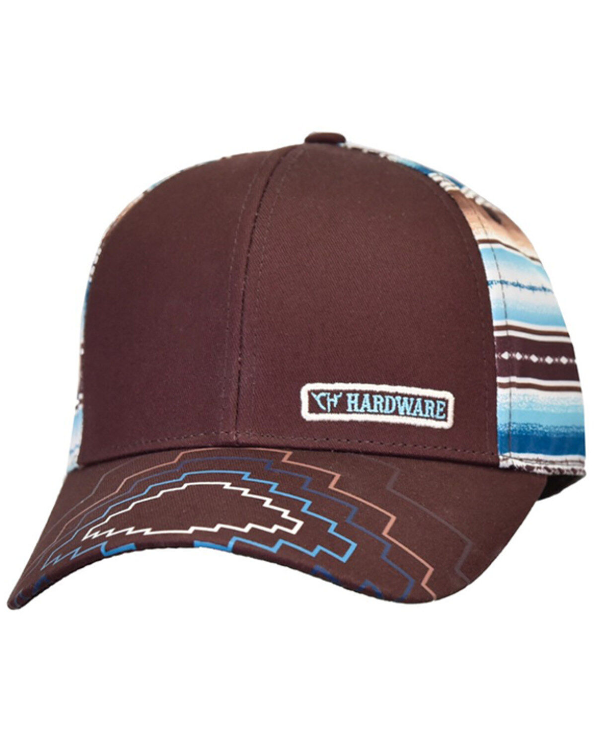 Cowgirl Hardware Women's Southwestern Serape Striped Ball Cap, Brown, hi-res