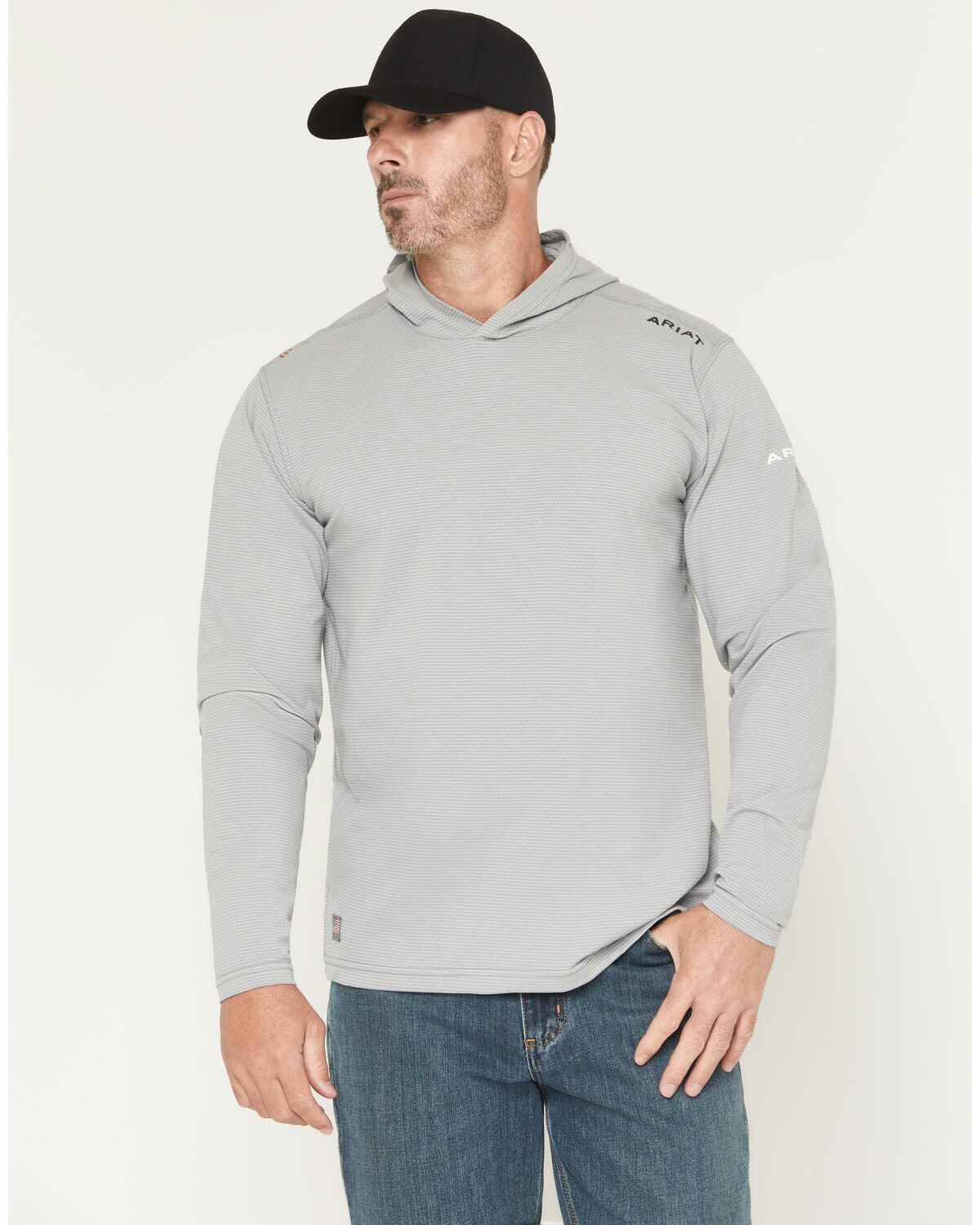 Ariat Men's FR Baselayer Hooded Long Sleeve Work Shirt, Heather Grey, hi-res