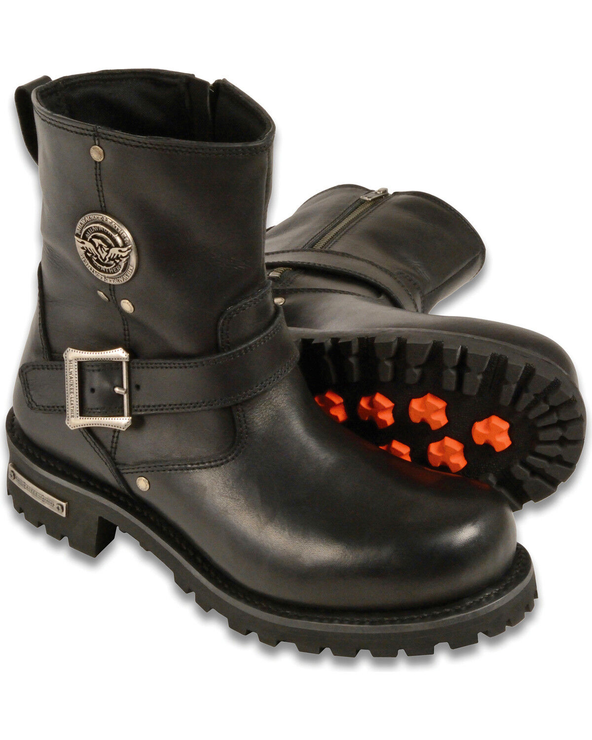 Milwaukee Leather Men's 6" Classic Engineer Boots - Round Toe, Black, hi-res