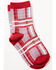 Image #1 - Shyanne Girls' Plaid Print Crew Socks , Purple, hi-res