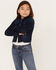 Image #1 - Shyanne Girls' Kent Dark Wash Frayed Denim Jacket , Dark Wash, hi-res