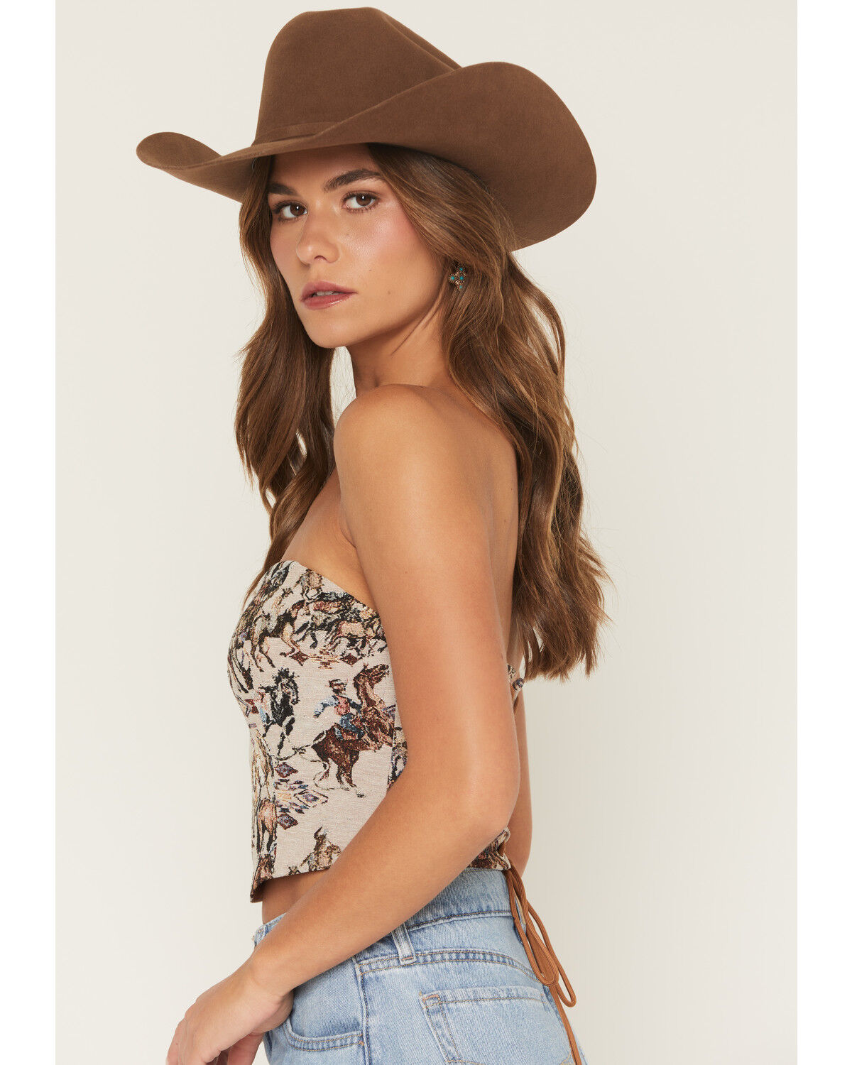 Image #2 - Blue B Women's Running Horse Sleeveless Tapestry Bustier, Taupe, hi-res