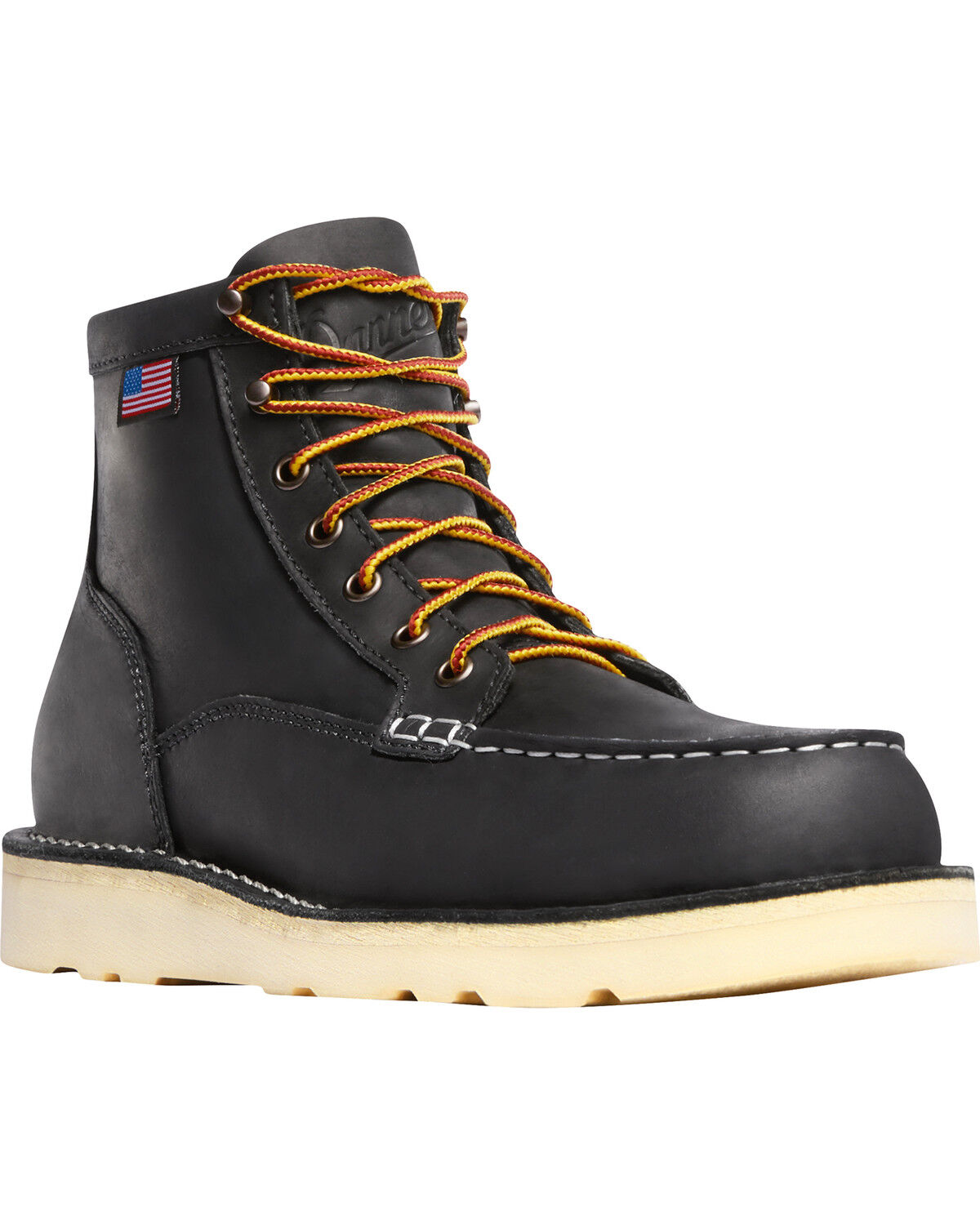 Image #1 - Danner Men's Bull Run 6" Lace-Up EH Work Boots - Moc Toe, Black, hi-res