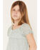 Image #2 - Sugar California Girls' Lace Short Puff Sleeve Shirt, Sage, hi-res