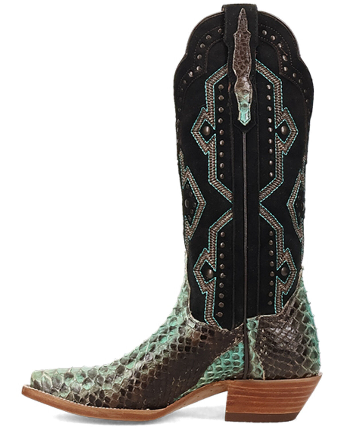 Image #3 - Dan Post Women's Sunset Rider Exotic Python Western Boots - Snip Toe, Black/turquoise, hi-res