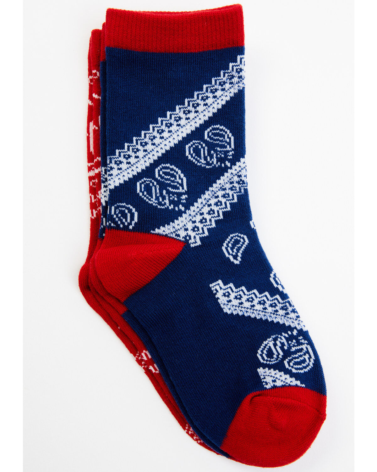 RANK 45&reg; Girls' Bandana Print Socks - 2-Pack, Red/white/blue, hi-res
