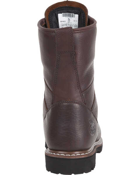 Image #7 - Georgia Waterproof 8" Low Heel Logger Work Boots, Chocolate, hi-res