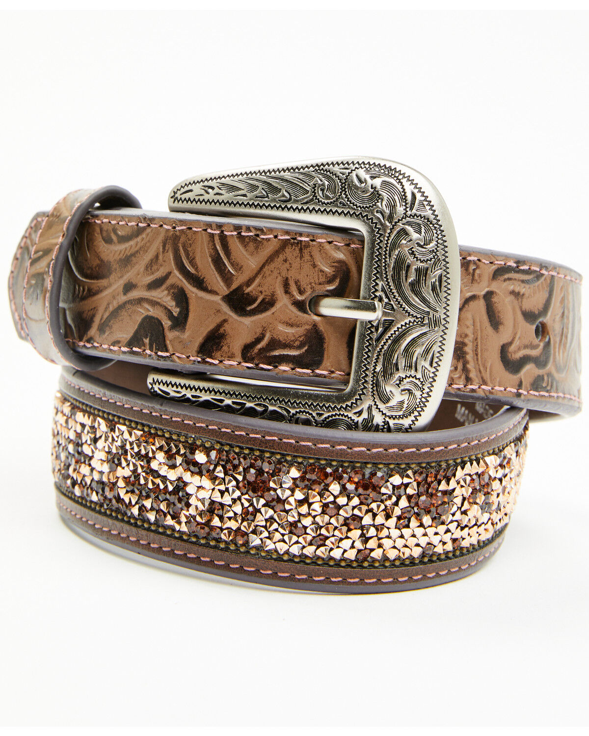 Shyanne Girls' Stone Strap Belt, Copper, hi-res