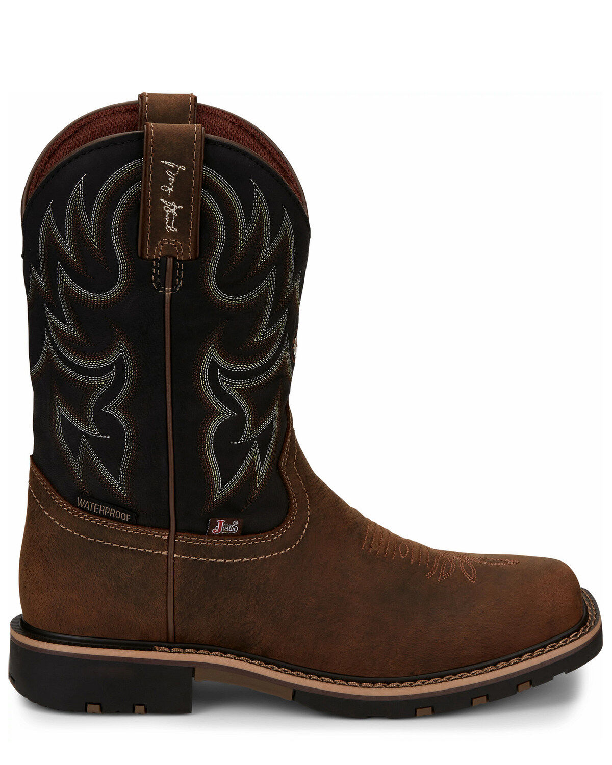 Image #2 - Justin Men's Fireman Black Performance Western Boots - Square Toe, Tan, hi-res
