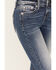 Image #4 - Miss Me Women's Medium Wash Mid Rise Sequins Fleur de Lis Stretch Skinny Jeans , Medium Blue, hi-res