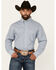 Image #1 - George Strait by Wrangler Men's Geo Print Long Sleeve Button-Down Stretch Western Shirt - Big, Blue, hi-res