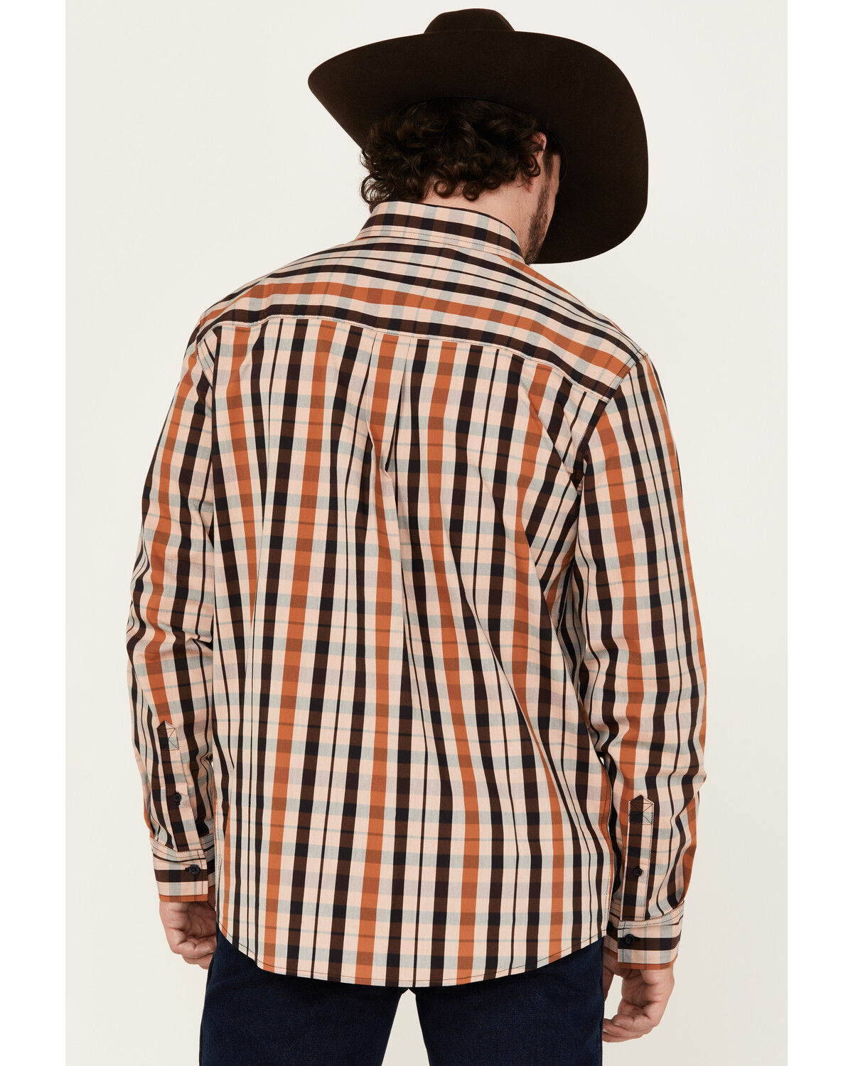 Image #4 - RANK 45&reg; Men's Dakota Plaid Print Long Sleeve Button-Down Performance Western Shirt, Brown, hi-res