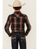 Image #4 - Cody James Boys' Trouble Dobby Plaid Print Long Sleeve Snap Western Shirt , Navy, hi-res