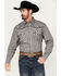 Image #1 - Cowboy Hardware Men's Barbed Wire Print Long Sleeve Snap Western Shirt , Grey, hi-res