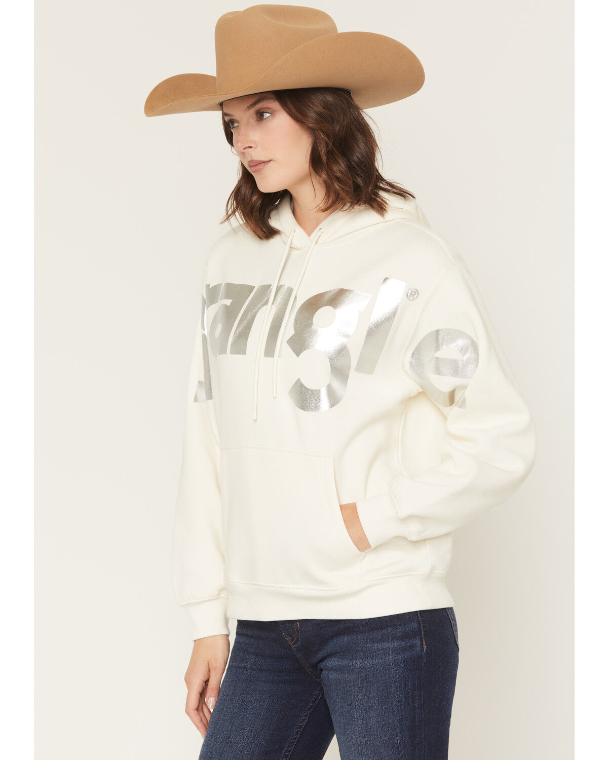 Image #2 - Wrangler Retro Women's Iridescent Logo Hoodie, White, hi-res