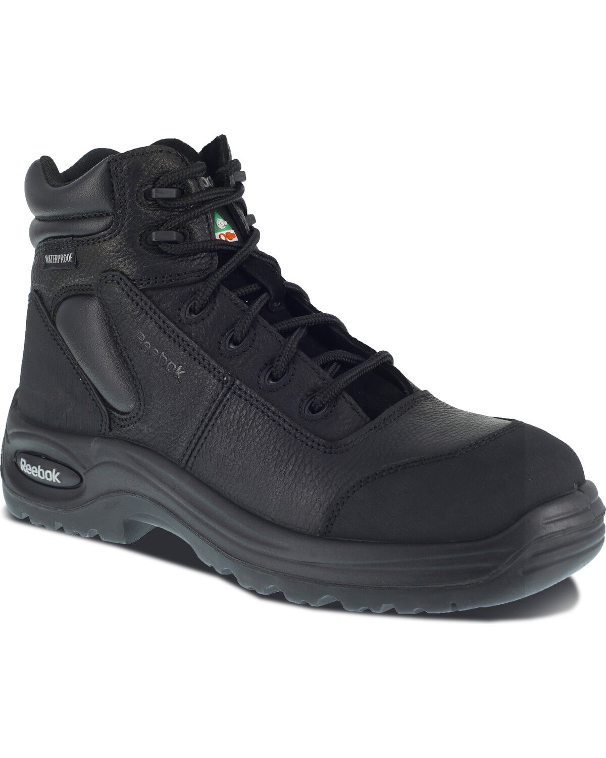 Image #1 - Reebok Men's Trainex 6" Lace-Up Waterproof Work Boots - Composite Toe, Black, hi-res