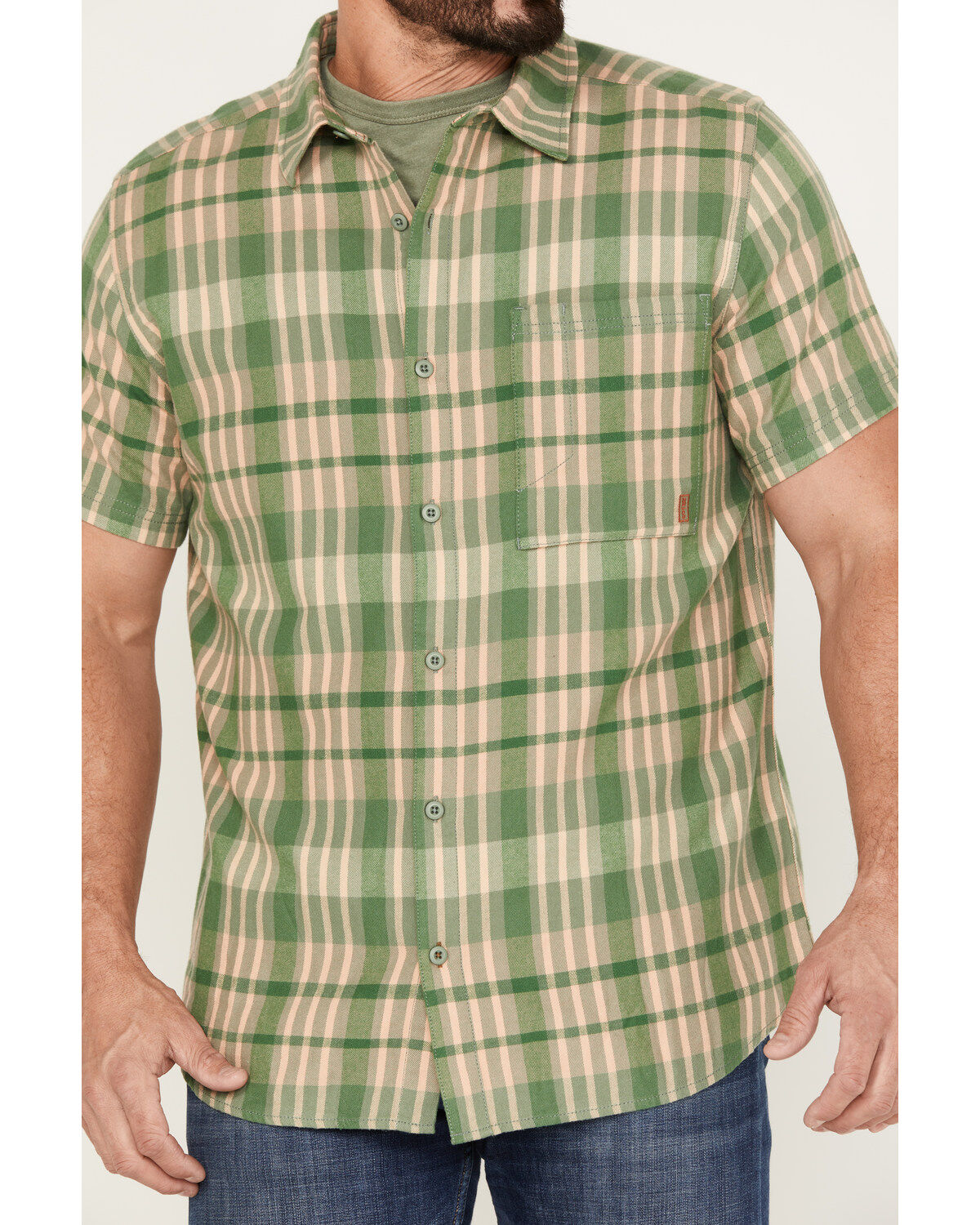 Image #3 - Brothers and Sons Men's Plaid Print Short Sleeve Button-Down Western Shirt, Brown, hi-res