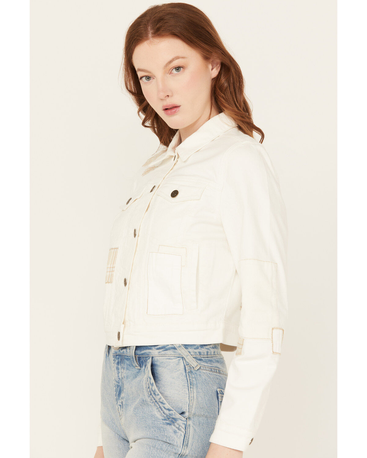 Image #2 - Cleo + Wolf Women's Patched Trucker Jacket, White, hi-res