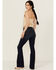 Image #3 - Shyanne Women's Luna High Rise Flare Stretch Denim Jeans, Dark Wash, hi-res