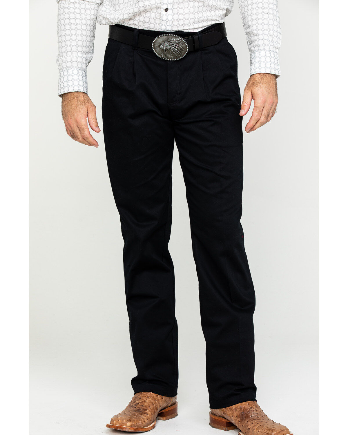 Wrangler Men's Black Casual Pleated Front Western Pants, Black, hi-res