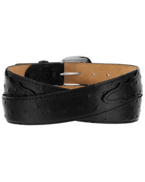 Image #3 - Tony Lama Men's Ostrich Embossed Leather Belt, Black, hi-res