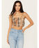 Image #1 - Miss Me Women's Sequins Plaid Print Cropped Tank , Rust Copper, hi-res