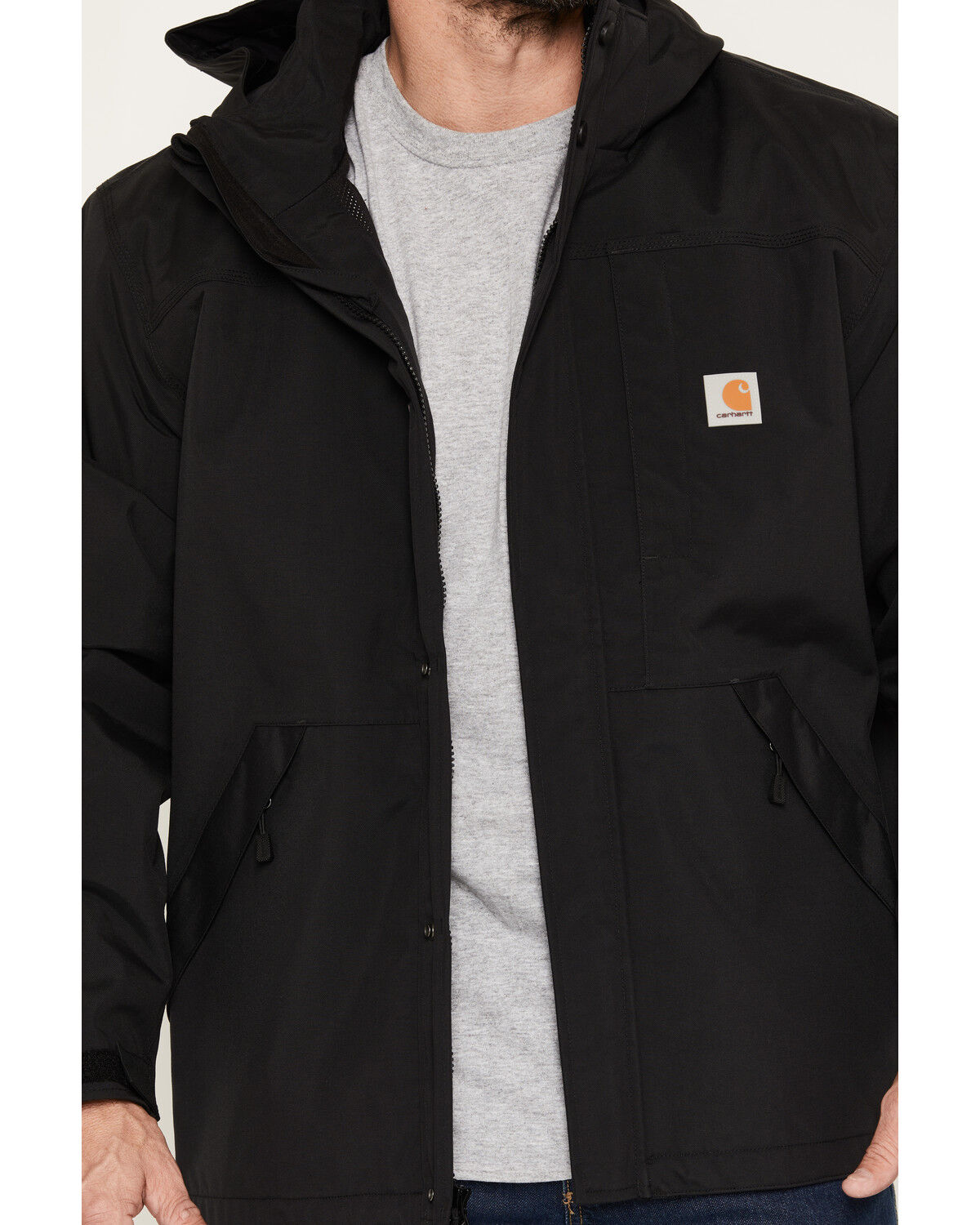 Image #3 - Carhartt Men's Shoreline Storm Defender Loose Heavyweight Zip-Front Work Jacket - Tall, Black, hi-res