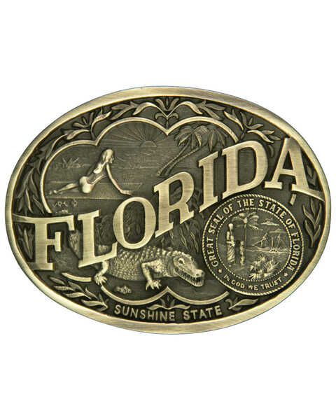 Image #1 - Montana Silversmiths Florida State Belt Buckle, Gold, hi-res